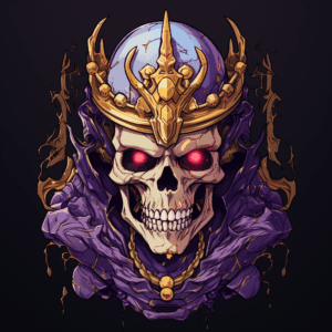 Spooky Skull Skeleton King with Red Eyes