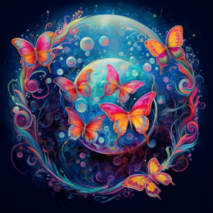 Bright Butterflies Pink and Blue Whimsical Watercolor