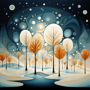 Modern Winter Leaves Trees Abstract Design