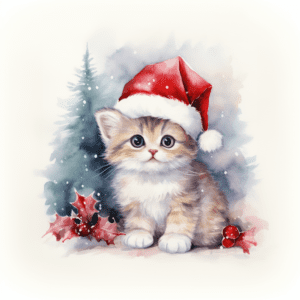 Christmas Kitten Holiday Cat Kitty Claus Design