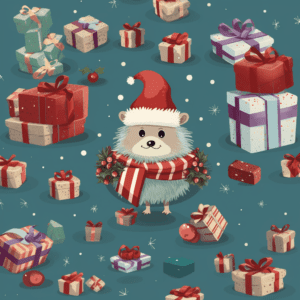 Cute Christmas Hedgehog Holiday Graphic