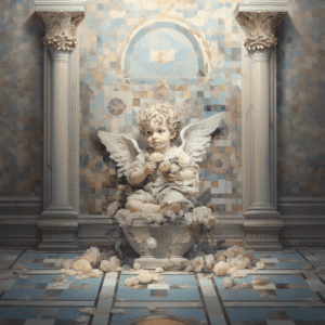 Cherub Pastel Floral Angel Statue Inspired Art