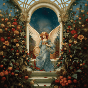 Glorious Angel of Christmas Vintage Painting Style