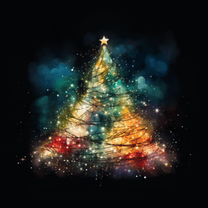 Christmas Tree Lights Modern Abstract Watercolor