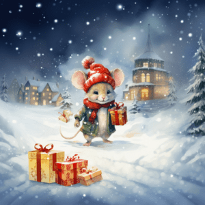 Mouse in a Christmas Hat Holiday Mouse