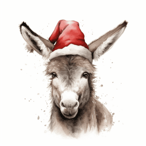 Cute Donkey Wearing a Hat | Horse Mule Lover Watercolor