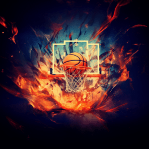 Basketball Lover Colorful Retro Ball in Hoop