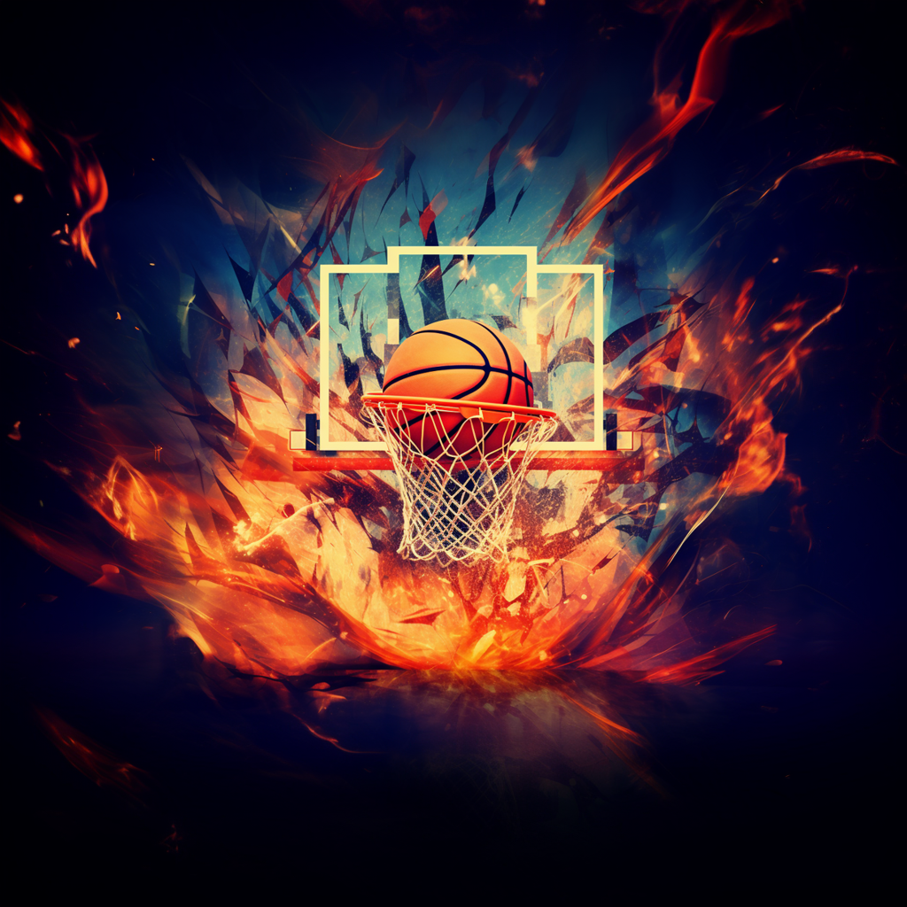 Basketball Lover Colorful Retro Ball in Hoop