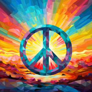 Peace Sign Rainbow Mosaic Groovy Graphic