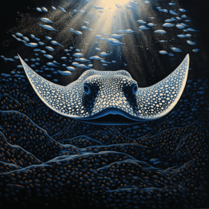 Spotted Stingray Eagle Ray Deep Blue Ocean