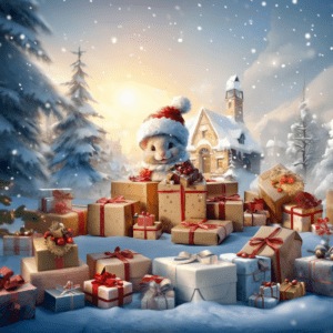 Cute Mouse with Santa Claus Hat Holiday