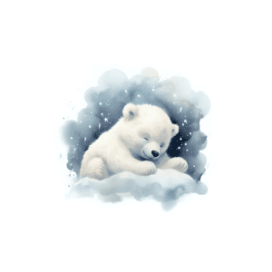 Baby Polar Bear Cub Sleeping in the Snow