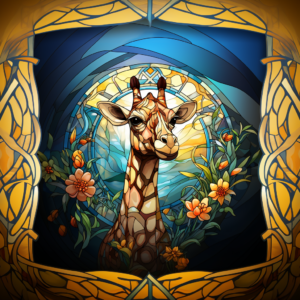 Majestic Giraffe Stained Glass Mosaic Style