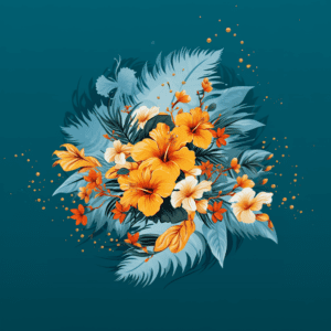Orange Hibiscus Hawaiian Floral Illustration