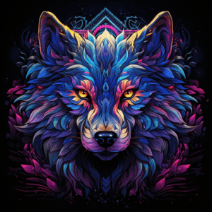 Psychedelic Wolf Colorful Trippy Art