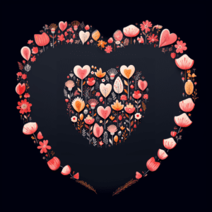 Floral Heart Valentine Pink Flowers Design
