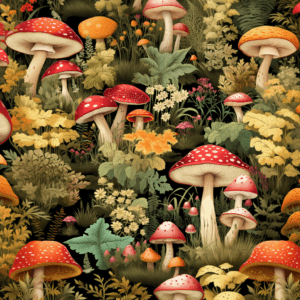 Mushrooms Floral Forest Cottagecore Pattern