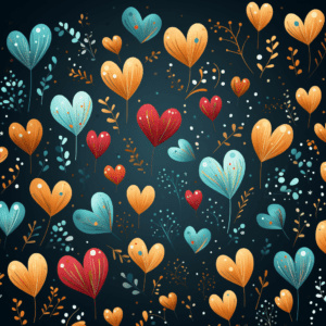 Heart Shaped Flowers Whimsical Boho Pattern Leaf Accents