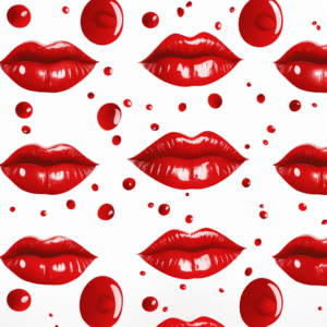 Lipstick Kisses Pattern Red XOXO Art