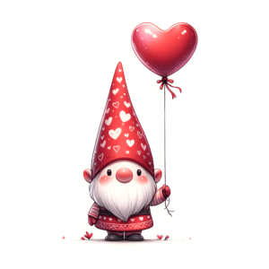 Cute Valentine Gnome with Heart-Shaped Balloon