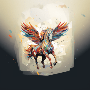 Pegasus Horse Colorful Mosaic Style Modern Digital Art
