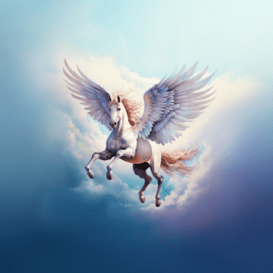 Majestic Pegasus Horse Soaring Through the Clouds