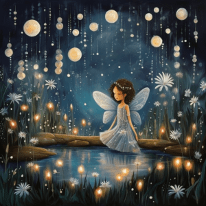 Fairy Moonlight Enchanted Luminous Floral Night Illustration