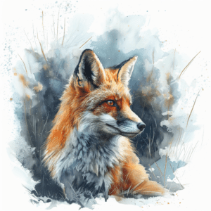 Majestic Red Fox Portrait Watercolor