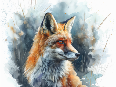 Majestic Red Fox Portrait Watercolor