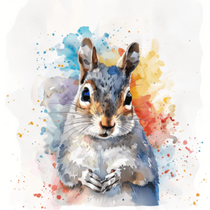 Vibrant Squirrel Watercolor Splash Colorful Wildlife Art