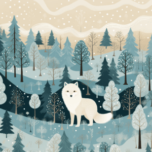 Enchanted Arctic Fox Serene Winter Forest Illustration