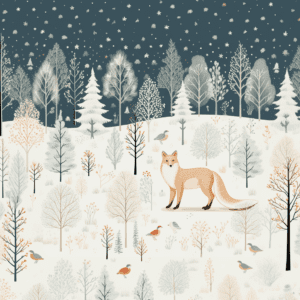 Whimsical Fox on a Snowy Forest Hill in Winter
