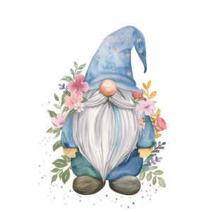 Enchanted Bloom Gnome Springtime Floral Gnomie Watercolor
