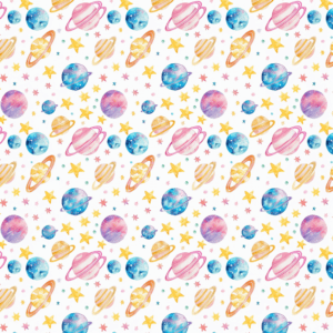 Watercolor Space Adventure Cute Pastel Planets Stars Pattern