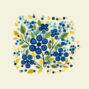 Bountiful Blueberry Harvest Folk Art Fruit and Leaves Design