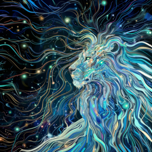 Galactic Lion Celestial Abstract Space Leo Stars Art