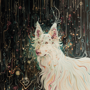 Techno Aura German Shepherd Dog Circuit Canine Fantasy Art