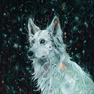 Cybernetic Canine Digital Wolf Dog Circuitry Trippy Art