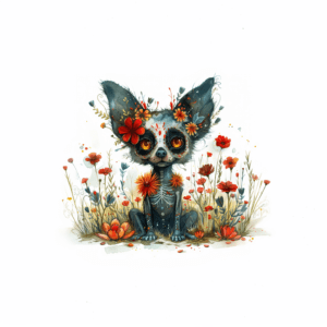 Floral Chihuahua Day of the Dead Sugar Skull Inspired Art