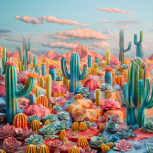 Vibrant Desert Succulent Colorful Cactus Wonderland