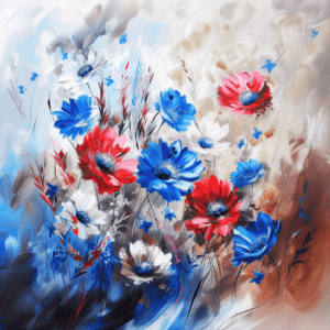 Vibrant Red, White, and Blue Wildflower Summer Elegance