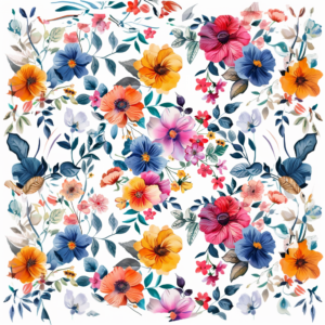 Vibrant Spring Floral Symphony Artwork Summer Flower Blooms
