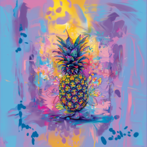 Vibrant Pineapple with Colorful Abstract Pastel Art