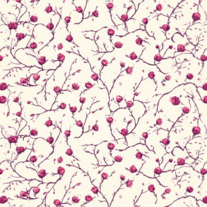 Vintage Style Rose Floral Pattern with Elegant Branch Design