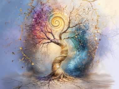 Mystical Tree of Life Abstract Chakra Colors Spiral Art