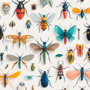 Colorful Abstract Insects Pattern Variety of Bugs Beetles