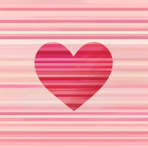 Valentine Heart with Pink and Red Stripes Modern Design