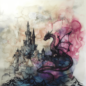 Epic Dragon Castle Scene Magical Mystical Fantasy Artwork