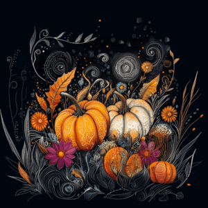 Vintage Pumpkins with Midnight Garden Floral Accents