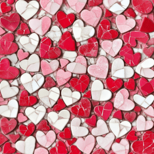 Valentine Broken Heart Mosaic Pattern with Red and Pink